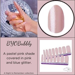 Color Street BYO BUBBLY Soft Pink Glitter Nail Strips Set